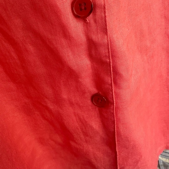 Rafaella Women’s Coral 100% Linen longline Long Sleeve Button Up Blouse size 10 - Picture 8 of 9